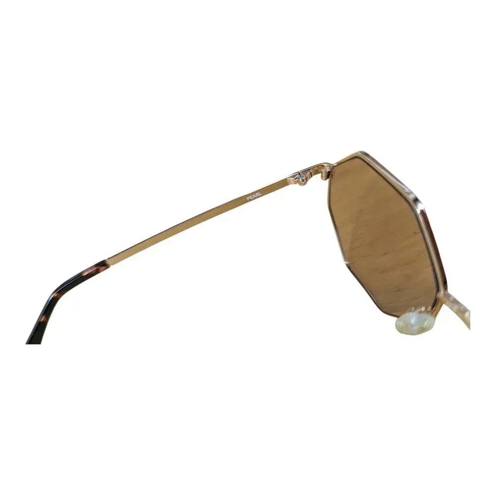 VonZipper Pearl Sunglasses Octagon Pink Silver Lens Gold Metal Womens